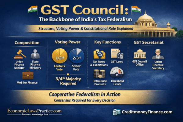 GST Council: The Backbone of India’s Tax Federalism — Structure, Voting Power & Constitutional Role Explained.
