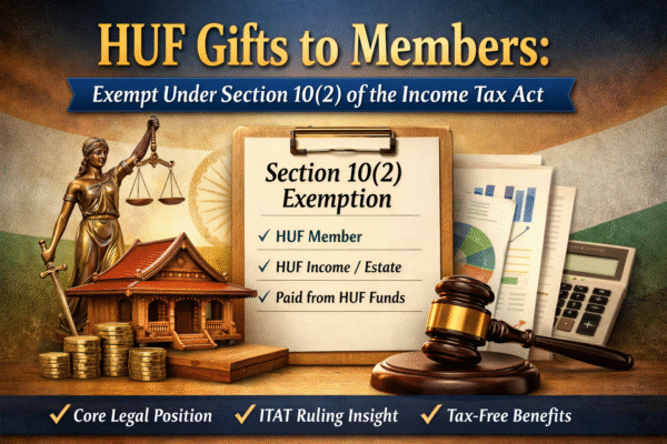 HUF Gifts to Members: Why They Are Exempt Under Section 10(2) of the Income Tax Act - A Legal & Practical Analysis.