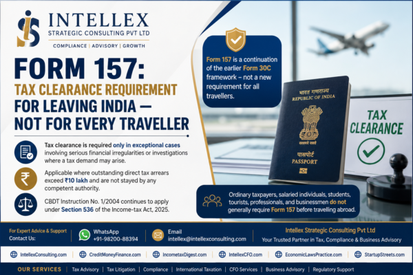 Form 157 Under the Income-tax Act, 2025: Tax Clearance Requirement for Leaving India - Not Applicable to Every Traveller.