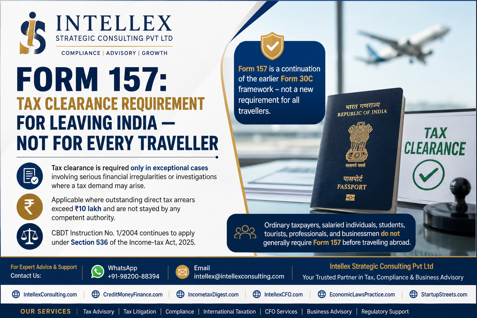 Form 157 Under the Income-tax Act, 2025: Tax Clearance Requirement for Leaving India - Not Applicable to Every Traveller.
