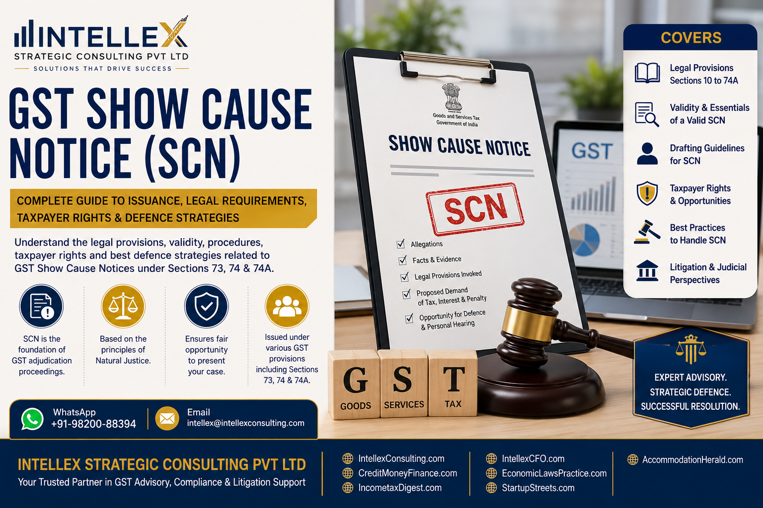 GST Show Cause Notice (SCN): Complete Guide to Issuance, Validity, Legal Requirements, Taxpayer Rights, and Defence Strategies under GST.