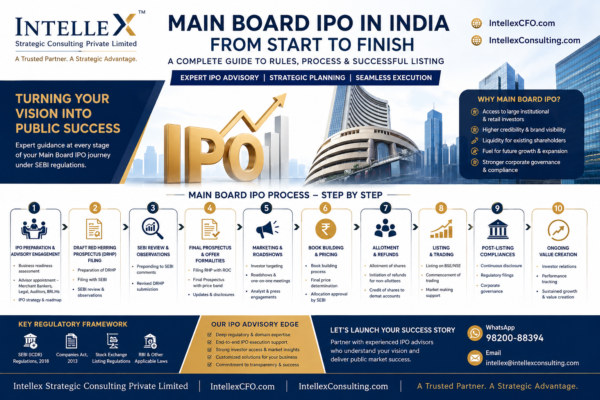 Unlocking Main Board IPO Success in India: Comprehensive Guide for Companies & Investors | SEBI Rules, Process, Timelines, Legalities + Expert IPO Advisory Tips.